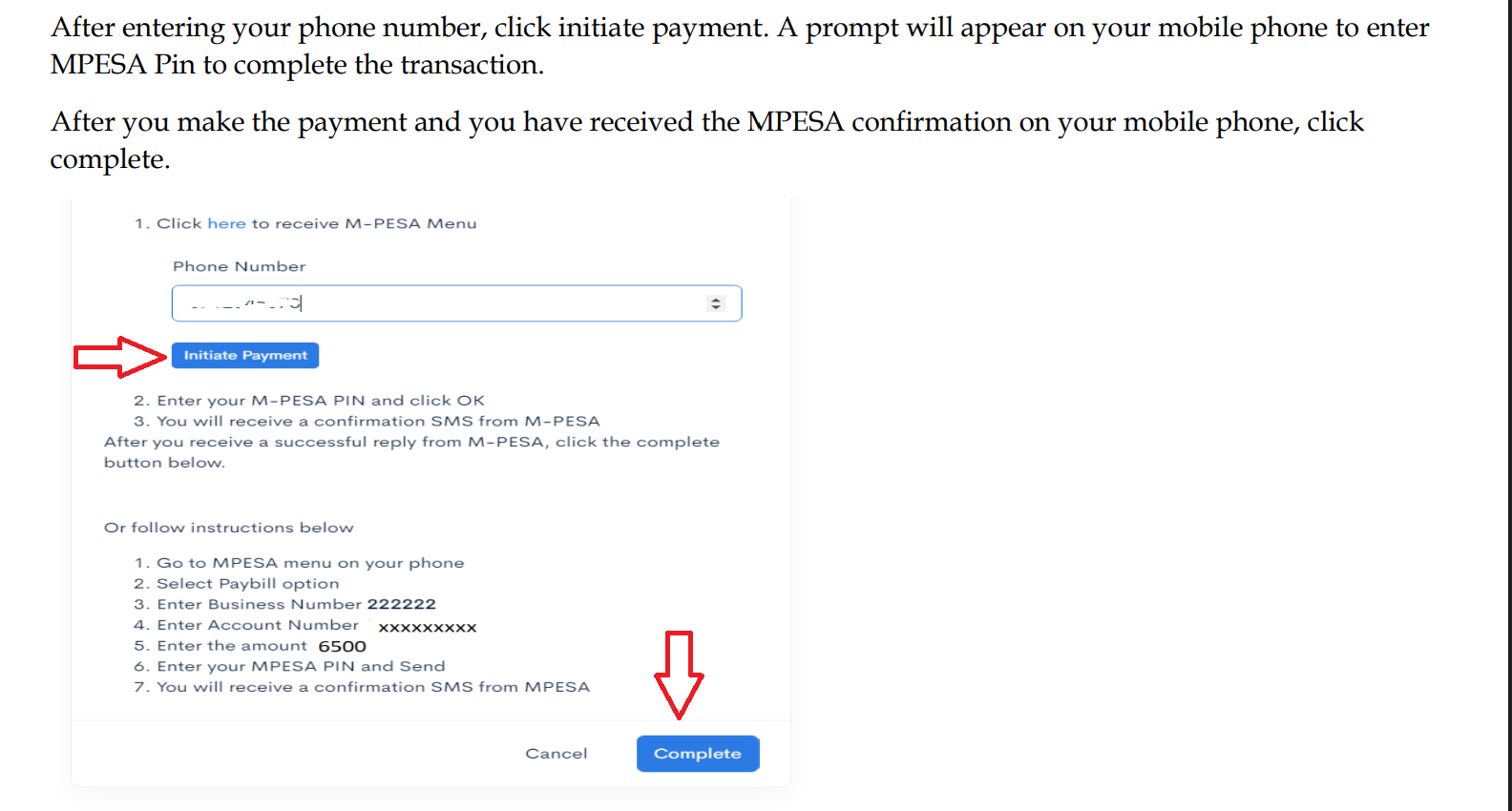 initiate payment